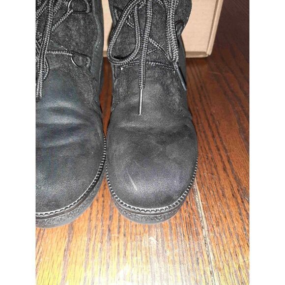 New Size 7 (38) Polar Black Faux Fur Lined Women's Wedge High Heel Boots Booties - Picture 4 of 7